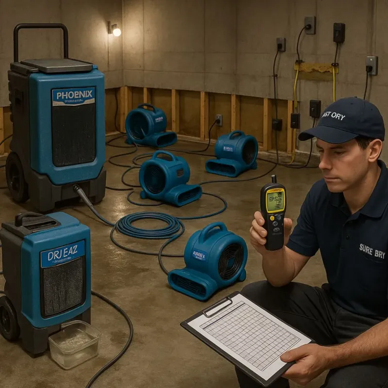 Structural Drying and Dehumidification process in Casey, IL
